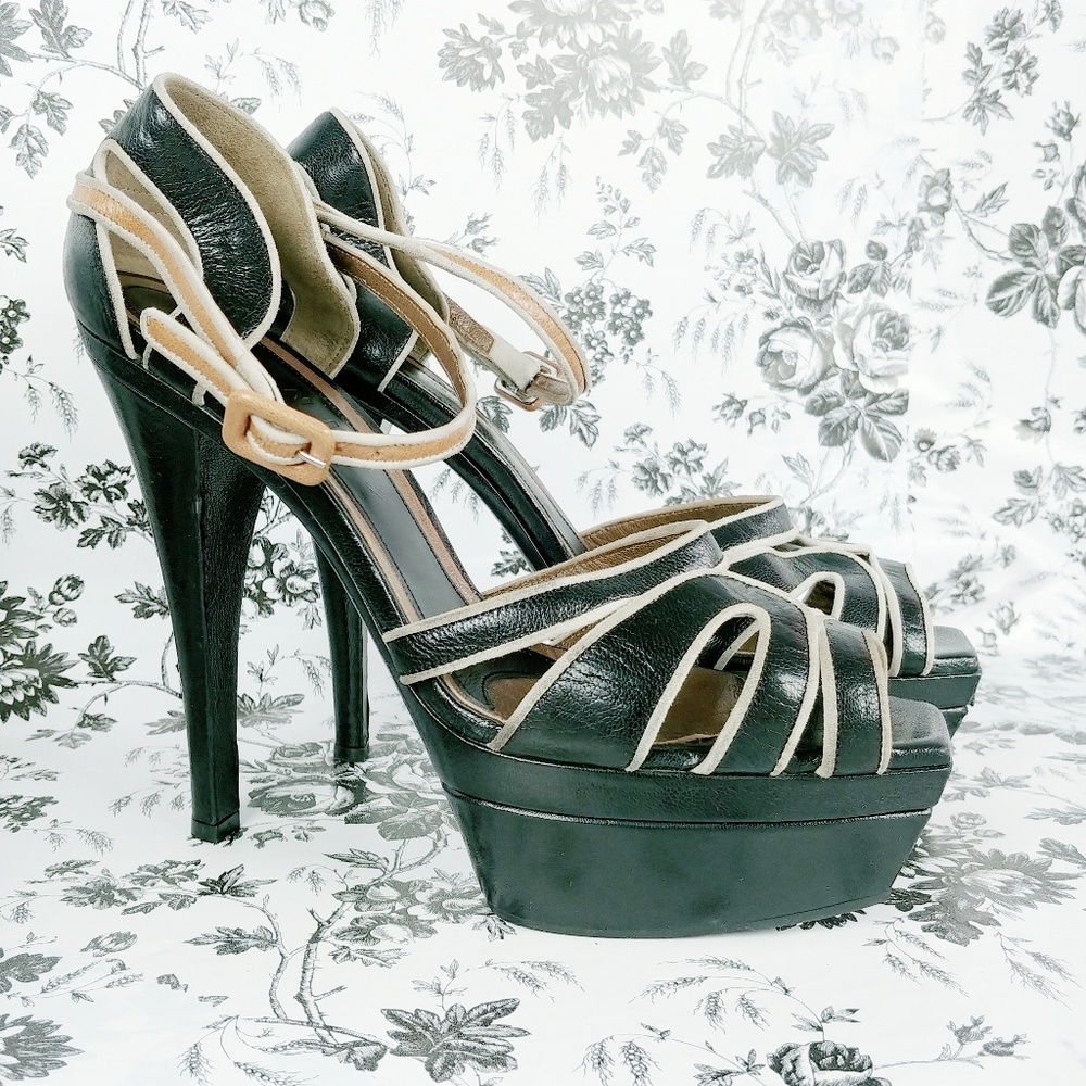 Marni black platform ankle strap sandal sz 10